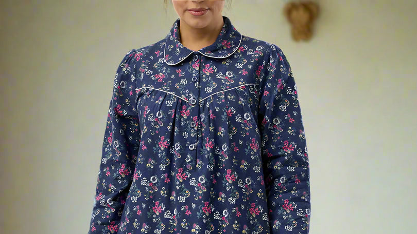 woman wearing flannelette nightgown