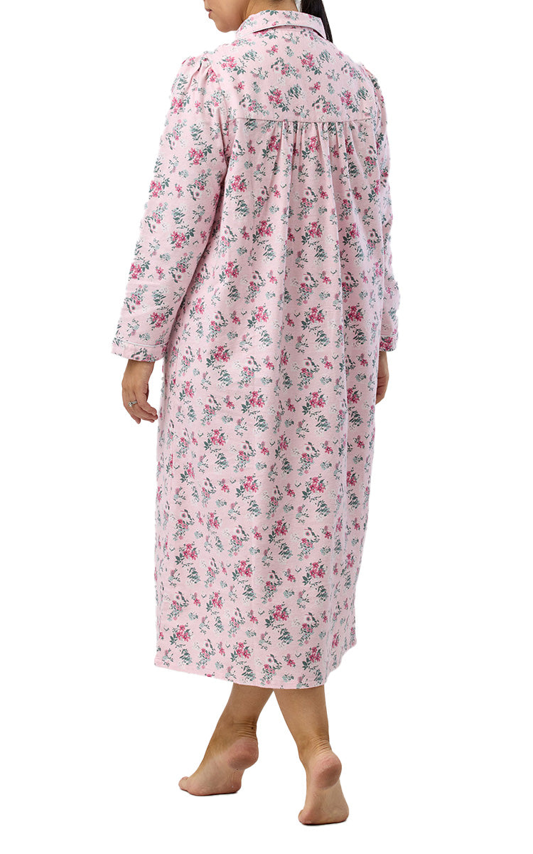 Schrank 100% Cotton Flannelette Nightgown With Collar In Pink Crab Apple SK612C5