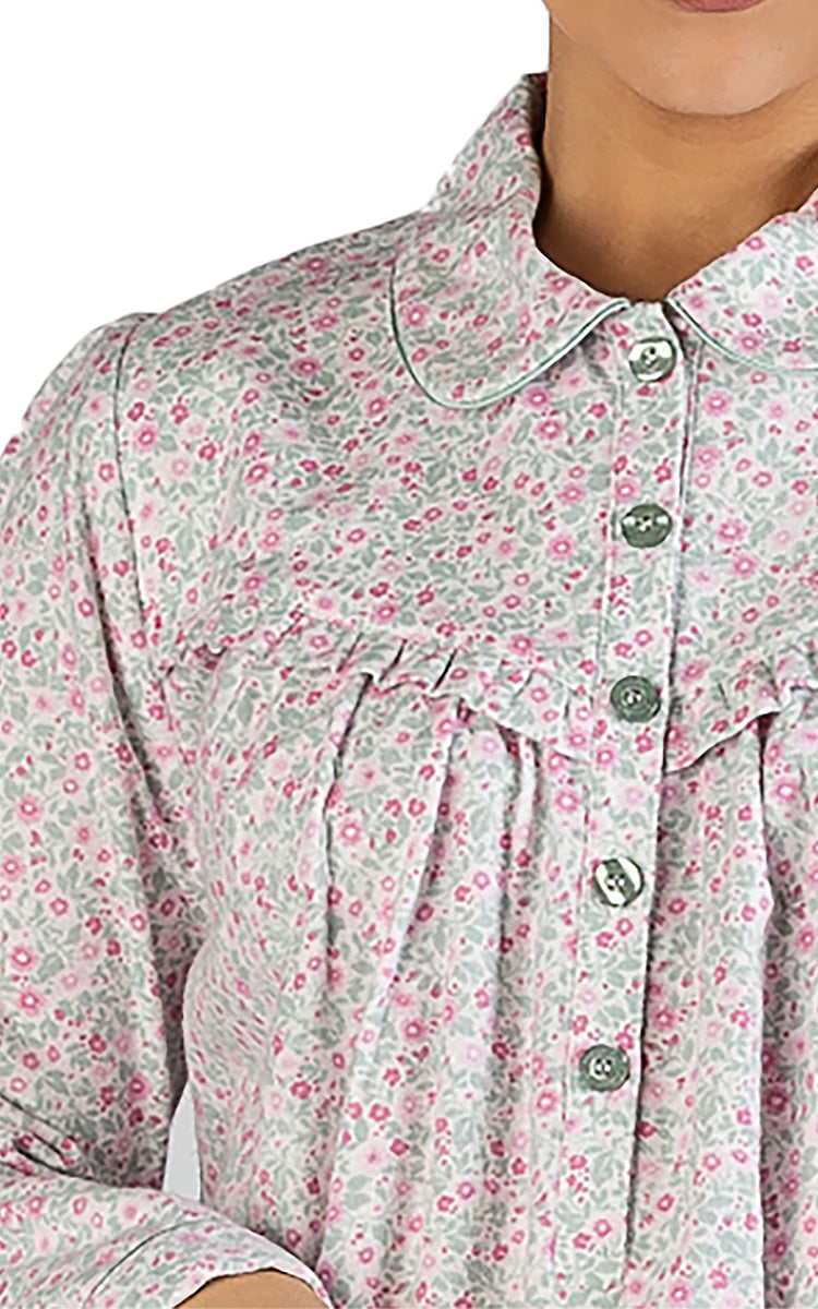 Women modelling Schrank flannelette nightgown for women which is for sale online at natureswear.com
