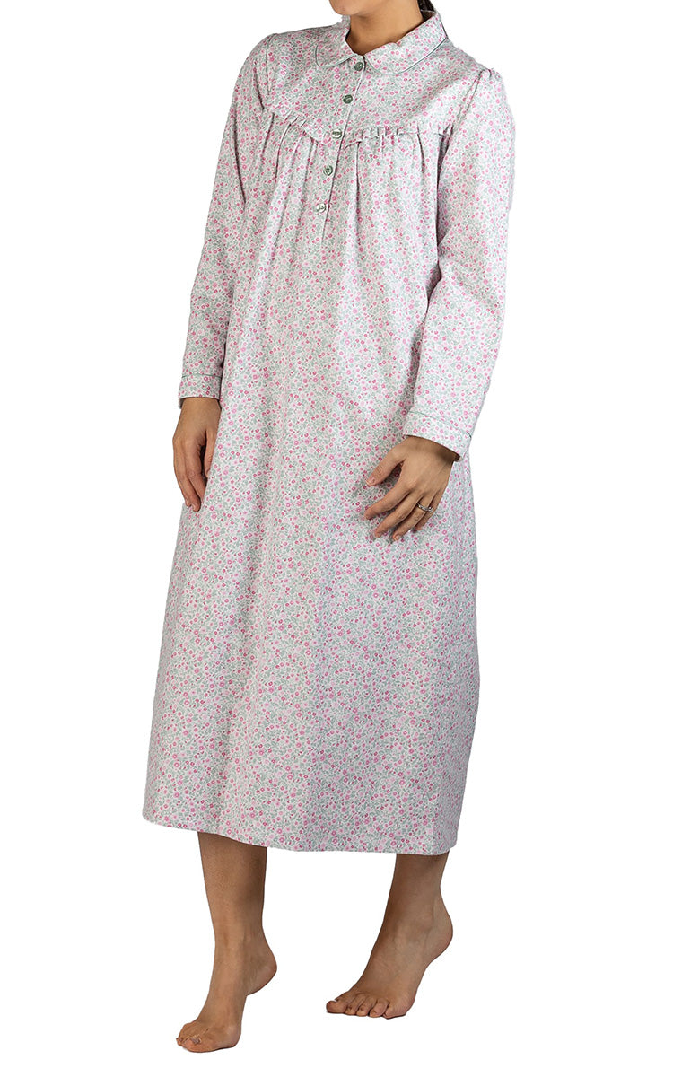 Women modelling Schrank flannelette nightgown for women which is for sale online at natureswear.com