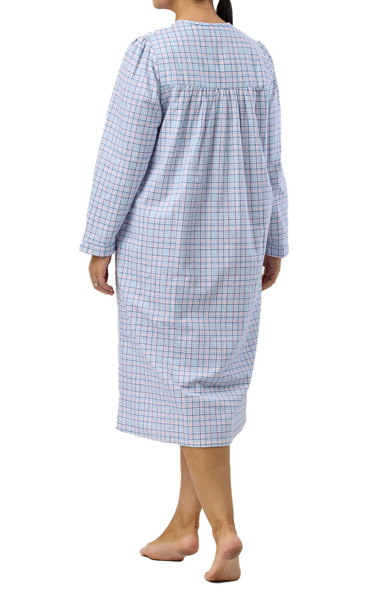 Schrank 100% Cotton Flannelette Nightgown In Blue Houndstooth SK625H5
