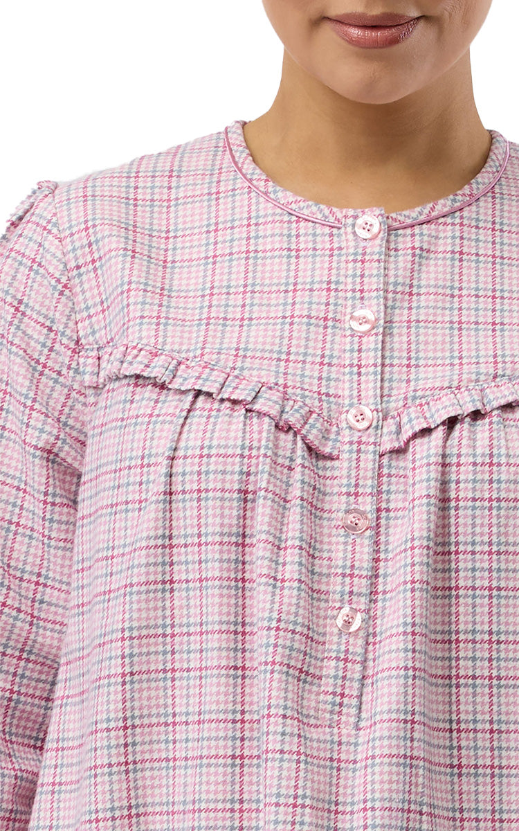 Schrank 100% Cotton Flannelette Nightgown In Pink Houndstooth SK625H5