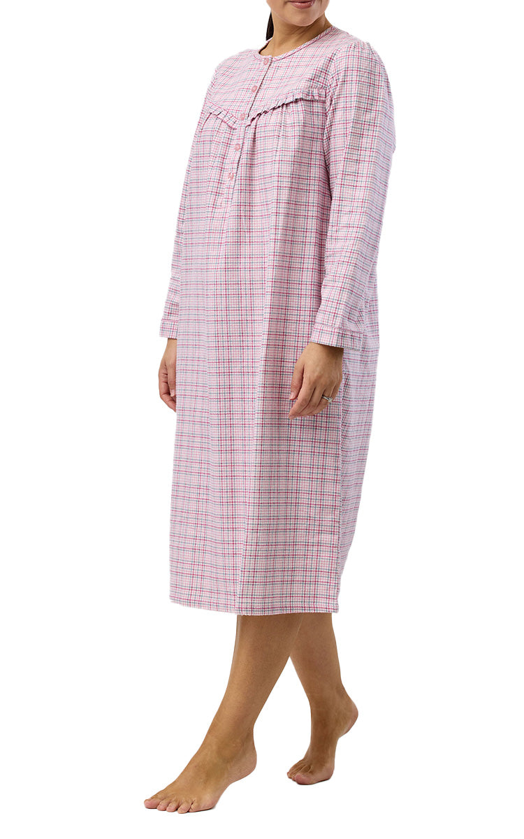Schrank 100% Cotton Flannelette Nightgown In Pink Houndstooth SK625H5