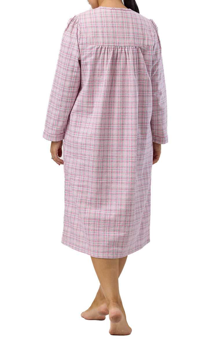Schrank 100% Cotton Flannelette Nightgown In Pink Houndstooth SK625H5