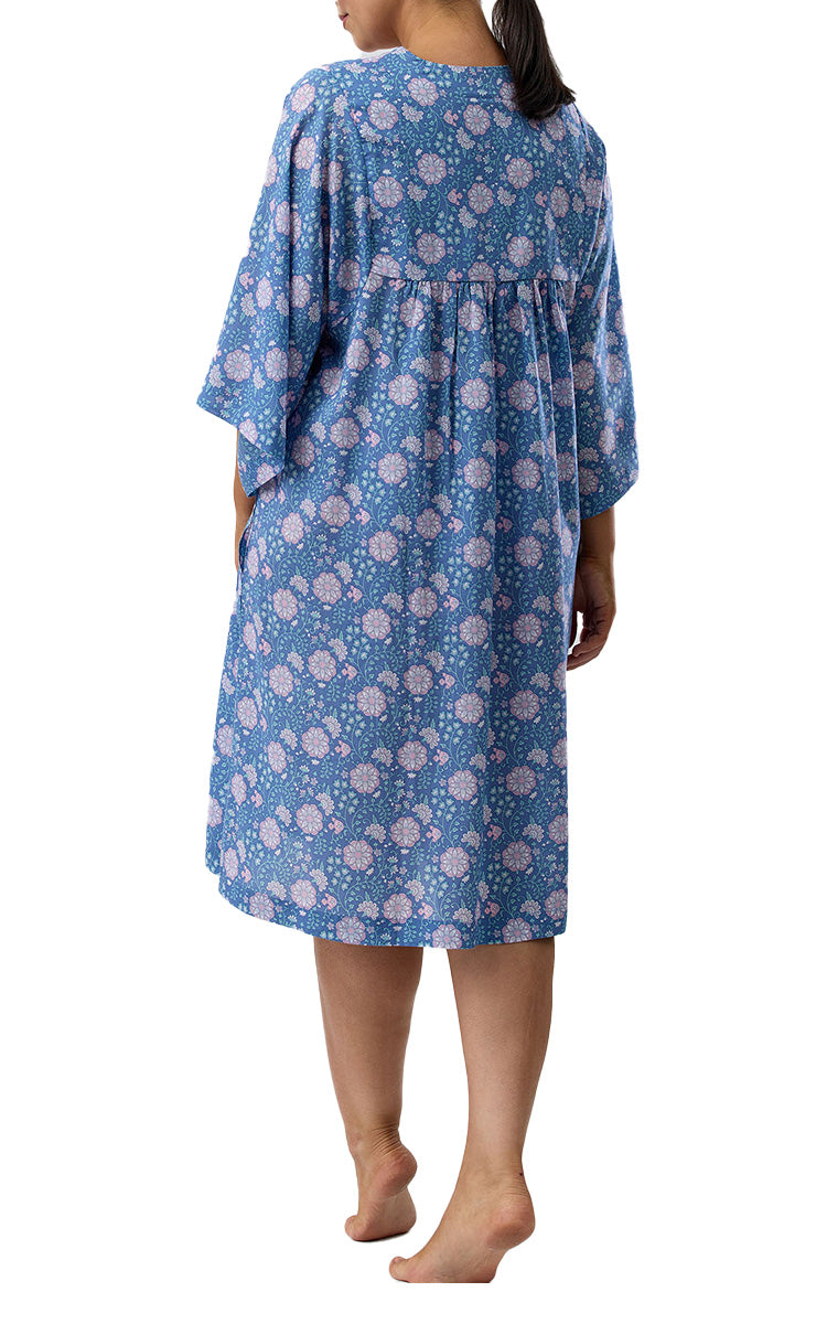 Schrank 100% Lyocell Nightgown with Short Sleeve Kaftan in Denim Boho Print SK705B5