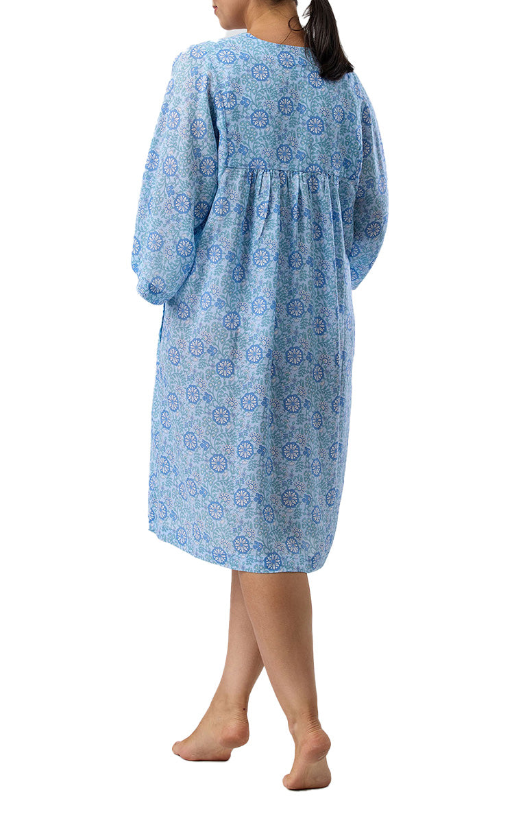 Schrank 100% Lyocell Nightgown with Short Sleeve Kaftan in Sky Blue Boho Print SK705B5