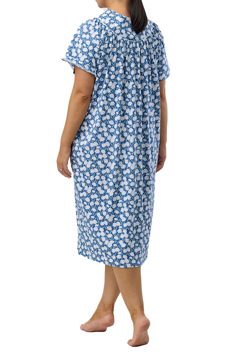 Schrank 100% Cotton Jersey Brunchcoat with Short Sleeve in Denim Daisy SK925D