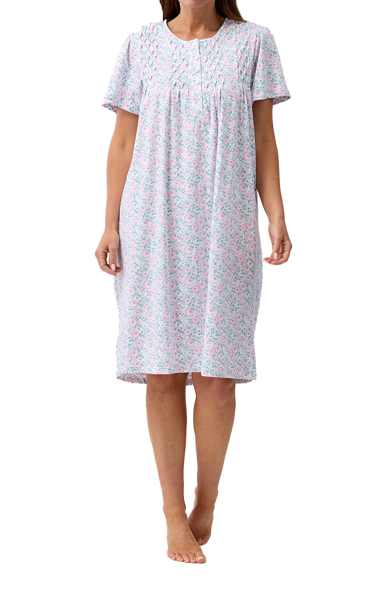 Schrank 100% Cotton Jersey Nightgown with Short Sleeve in Pink Camellia SK310C6