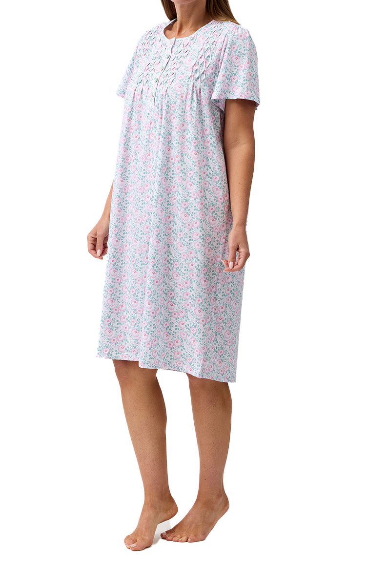 Schrank 100% Cotton Jersey Nightgown with Short Sleeve in Pink Camellia SK310C6