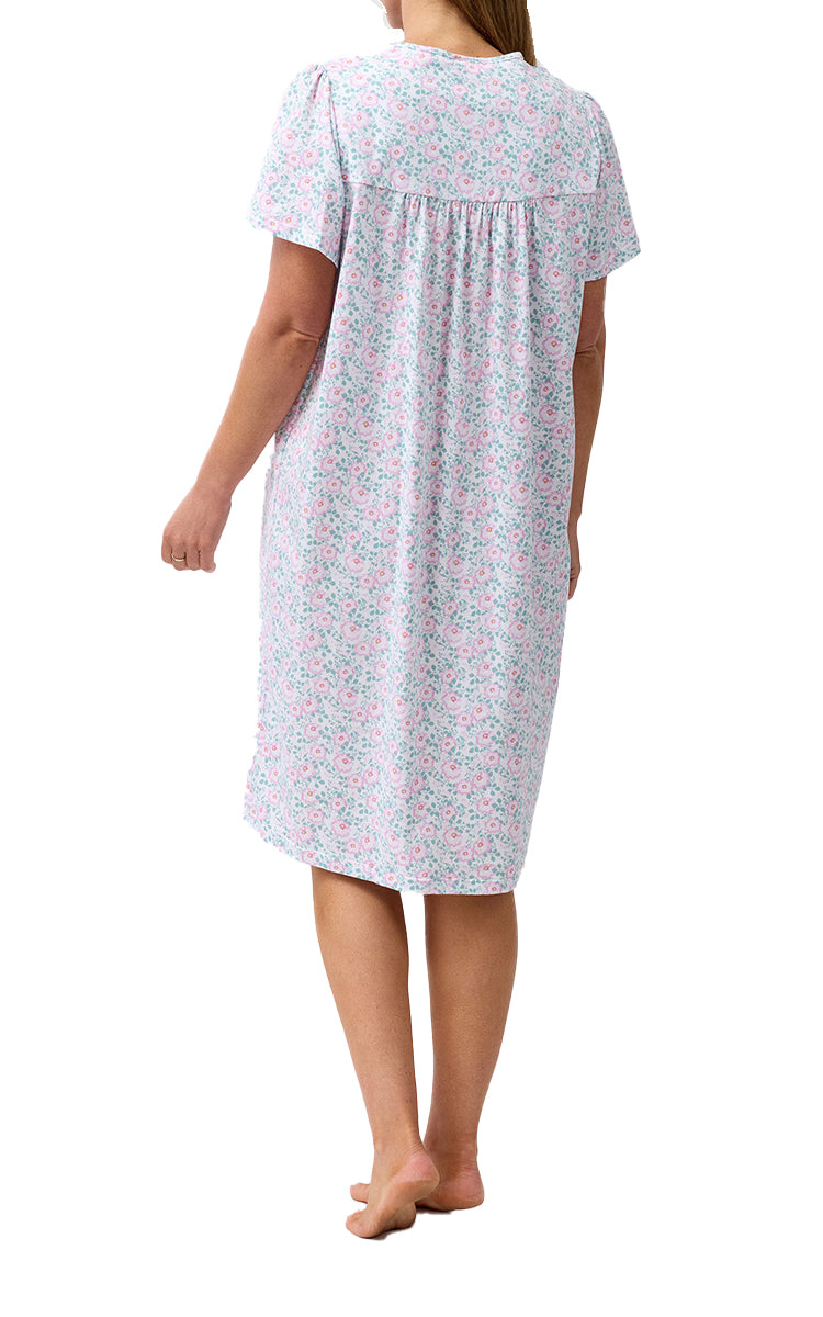 Schrank 100% Cotton Jersey Nightgown with Short Sleeve in Pink Camellia SK310C6