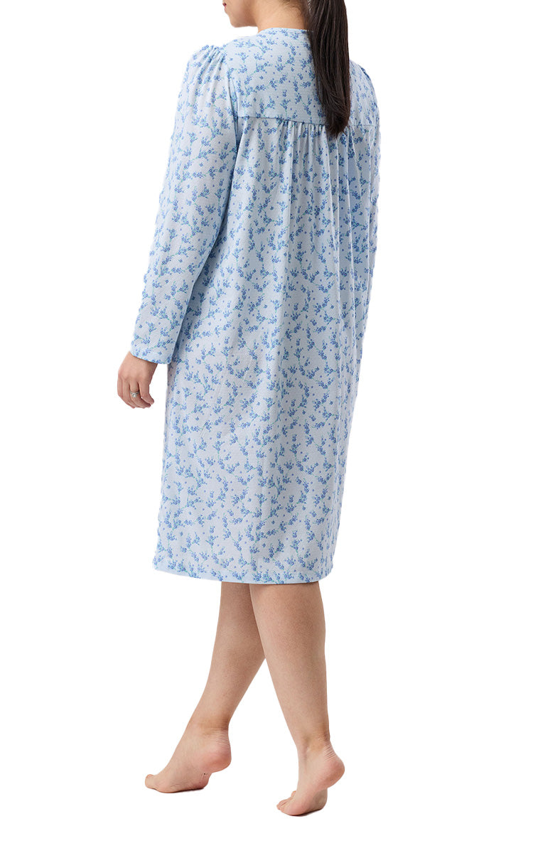Schrank Polycotton Jersey Long Sleeve Nightgown In Jasmine Blue SK244J6