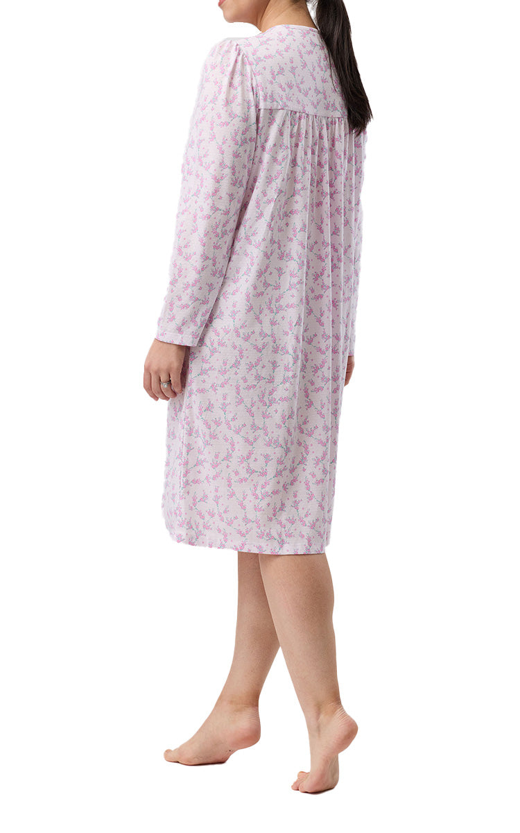 Schrank Polycotton Jersey Long Sleeve Nightgown In Jasmine Pink SK244J6