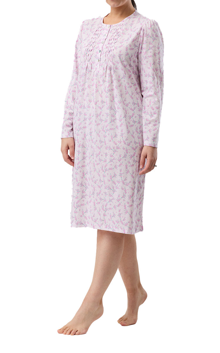 Schrank Polycotton Jersey Long Sleeve Nightgown In Jasmine Pink SK244J6