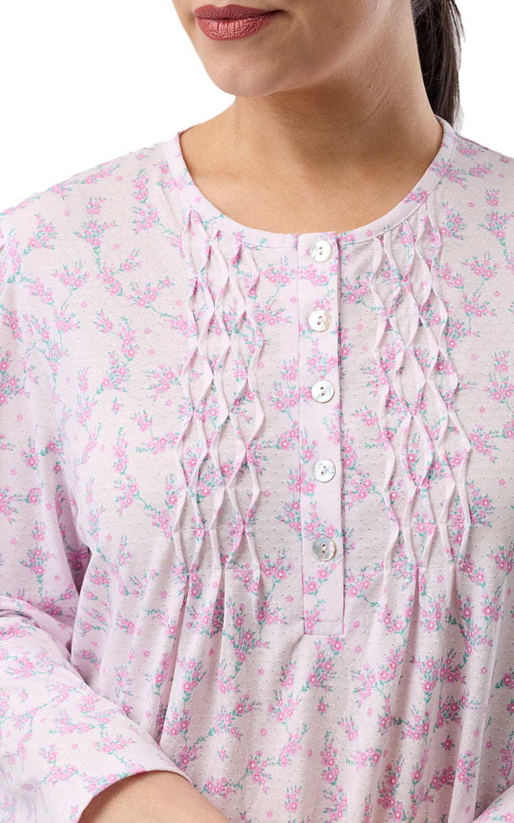 Schrank Polycotton Jersey Long Sleeve Nightgown In Jasmine Pink SK244J6