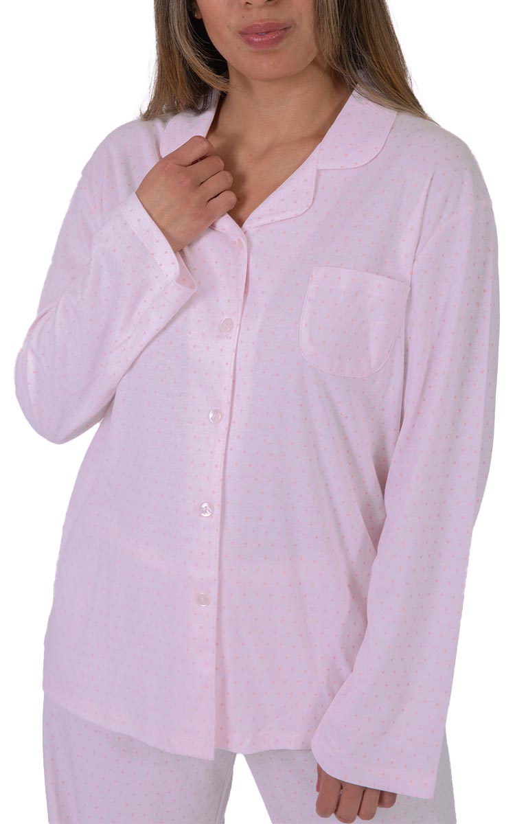 Woman wearing Schrank Pyjama for winter in polycotton