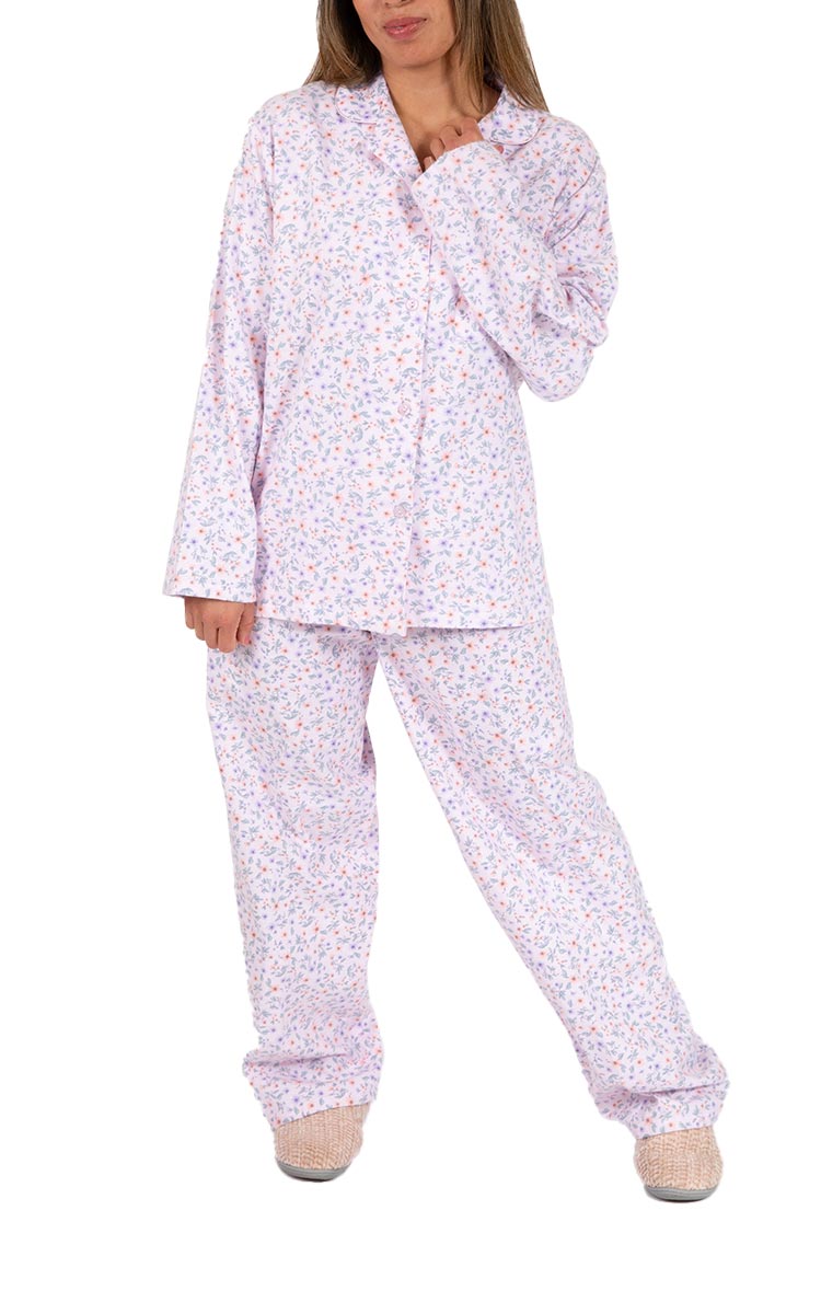 Woman wearing Schrank Pyjama for winter in cotton flannelette