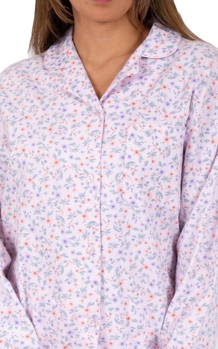 Woman wearing Schrank Pyjama for winter in cotton flannelette