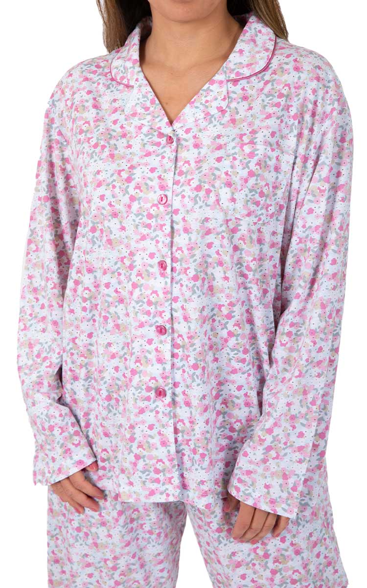 Schrank 100% Polycotton Pyjama with long Sleeve and Long Pant in Pink Revere SK389