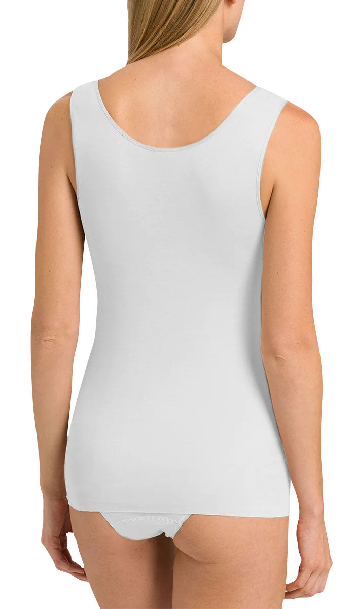 woman wearing hanro singlet in white