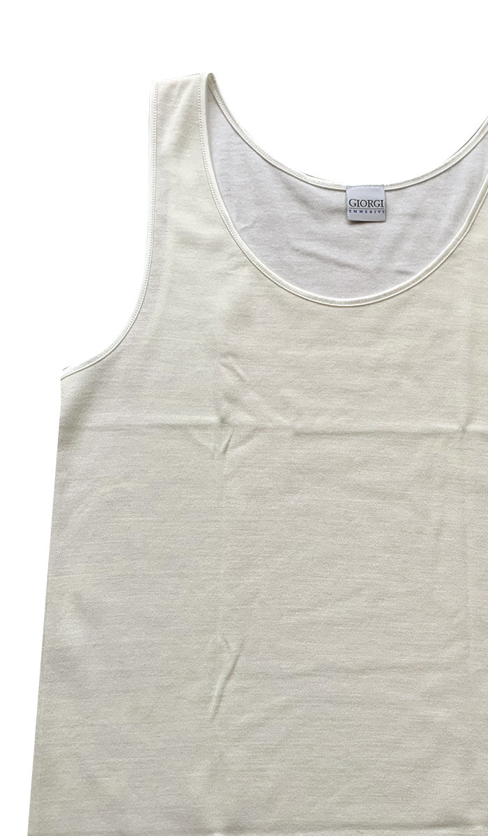 Emmebivi 40% Cotton 16% Wool Plain Singlet in Ivory 24262