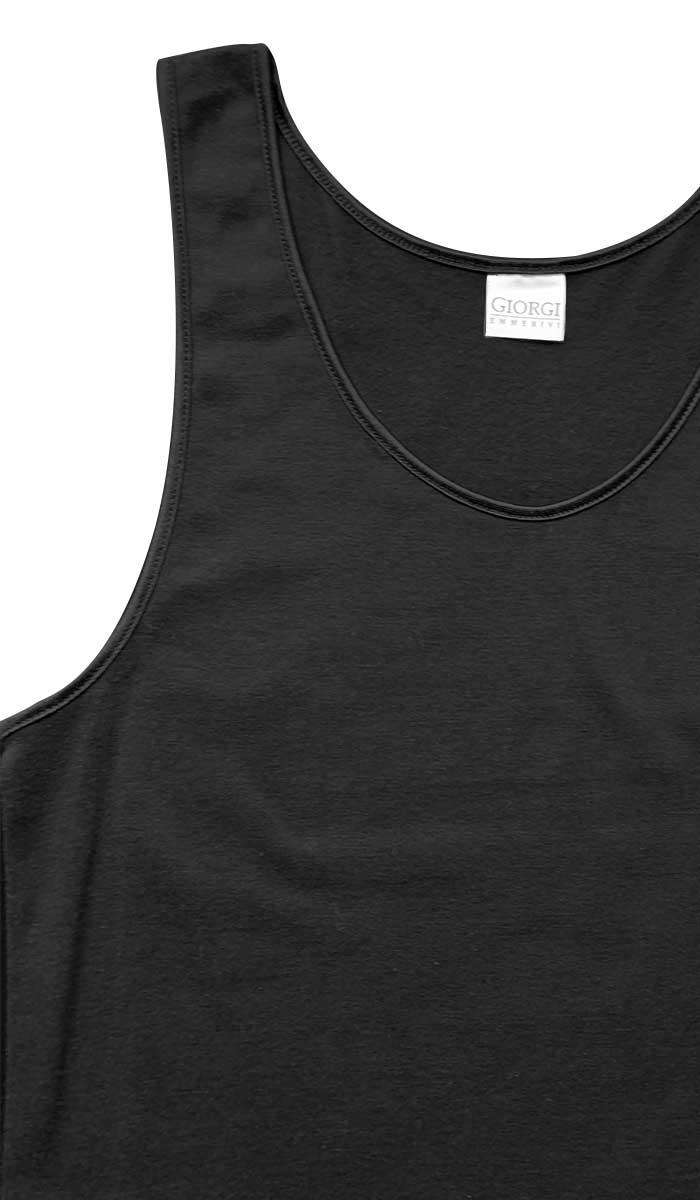 Emmebivi 100% Plain Cotton Thermal Singlet in Black 30822