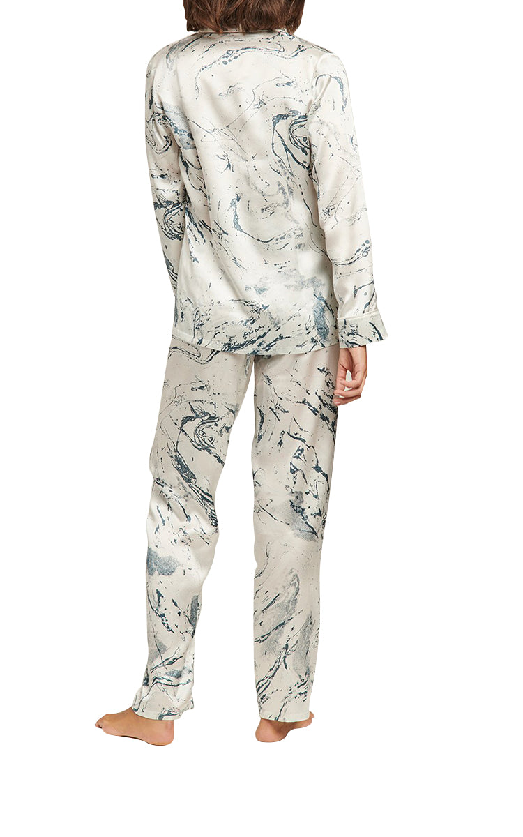 woman wearing Ginia Silk Pyjama In Carrara Print