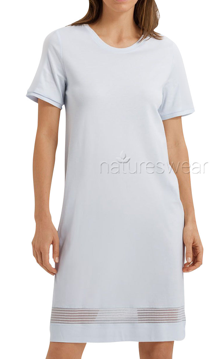 Hanro Ira Short Sleeve Nightgown In Celestial Blue