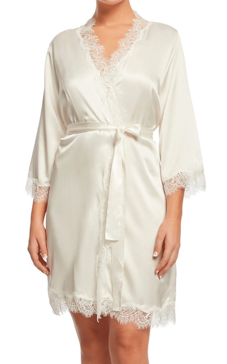 Sainted Sisters Scarlett Ivory Silk Robe