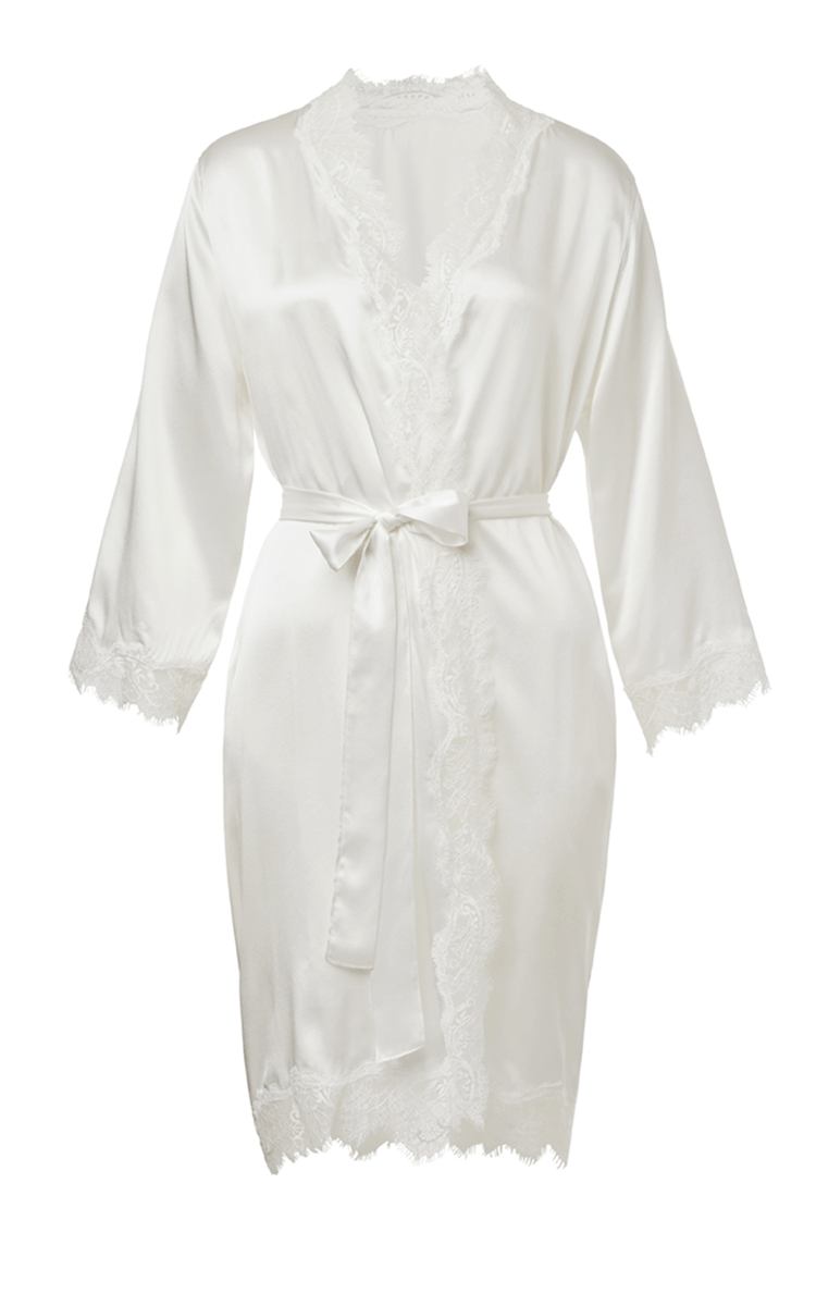 Sainted Sisters Scarlett Ivory Silk Robe