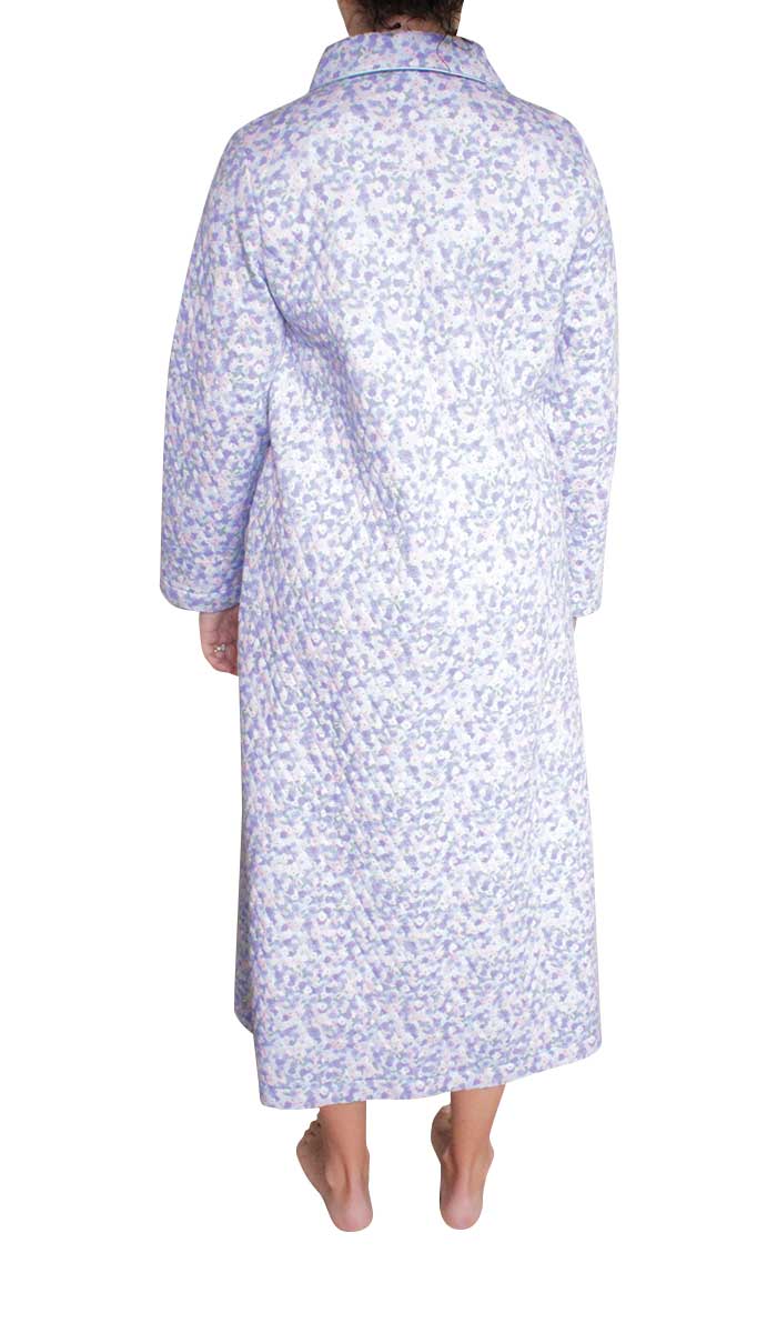 Schrank Long Sleeve Poly Cotton Robe in Blue Floral Print SK403