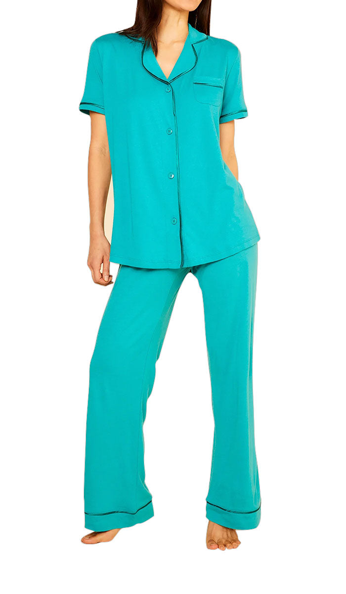 Cosabella Bella Short Sleeve Top & Long Pant Pyjama Set In Jade Natureswear Australia and New Zealand