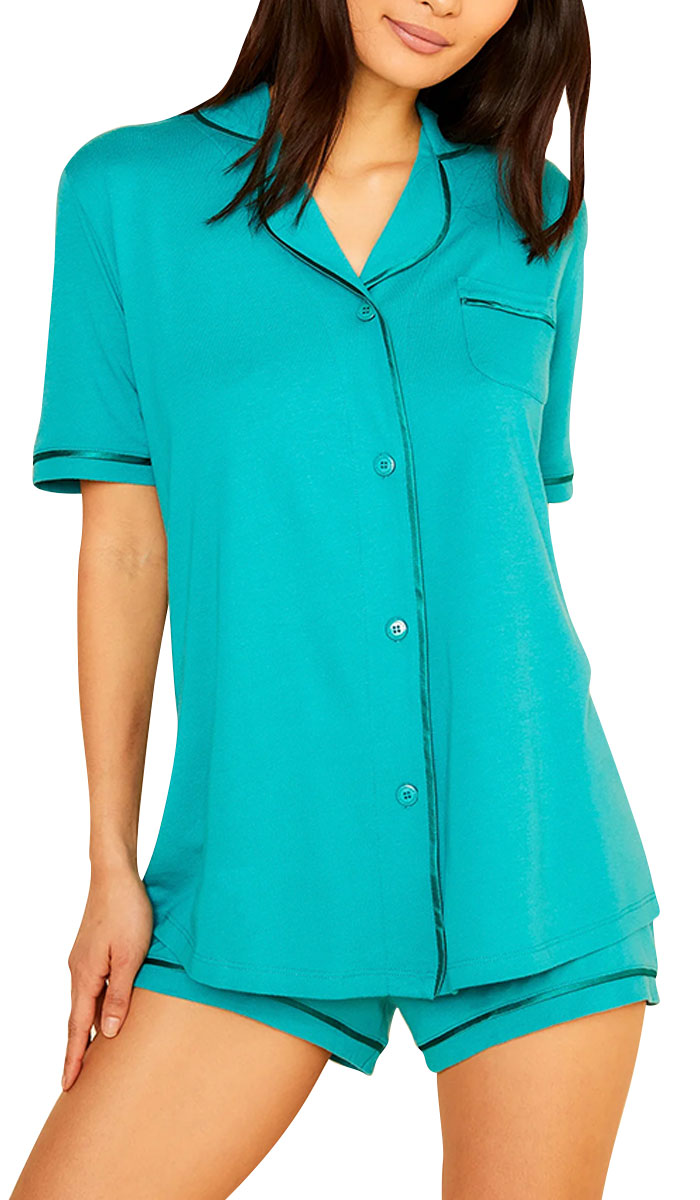 Cosabella Bella Short Sleeve Top & Boxer Pyjama Set in Jade Australia and New Zealand